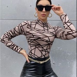 SHEIN Mock Neck Mesh Top Size S